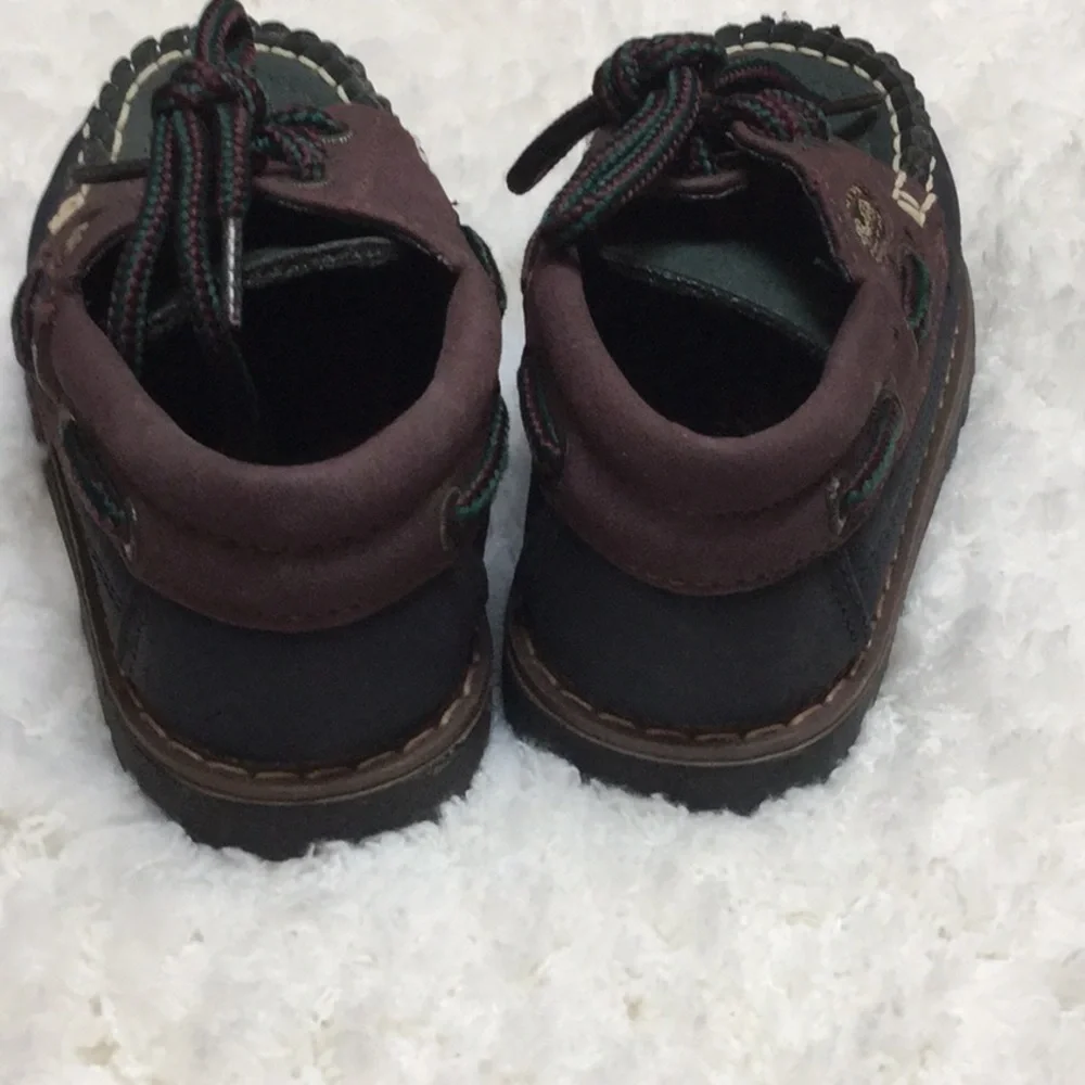 toddler brown/blue lace up boat shoes 5 1/2